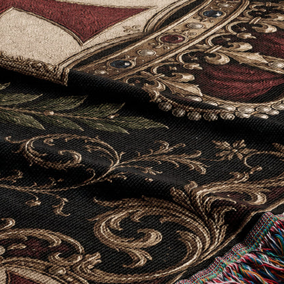MyDesigns Medieval Blanket – Knights Templar Crest, Crown & Laurel Woven Throw jacquard woven blanket