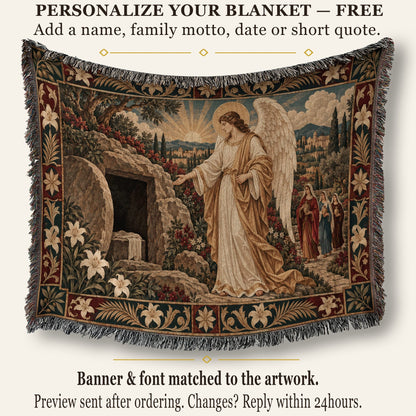 CalmNestStyle Angel at the Empty Tomb jacquard woven blanket