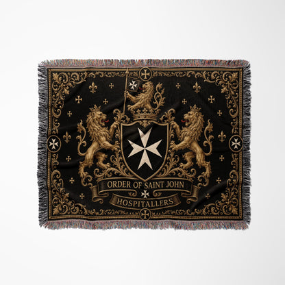 CalmNestStyle Order of Saint John Hospitallers Fleur de Lis Crest Woven Blanket jacquard woven blanket