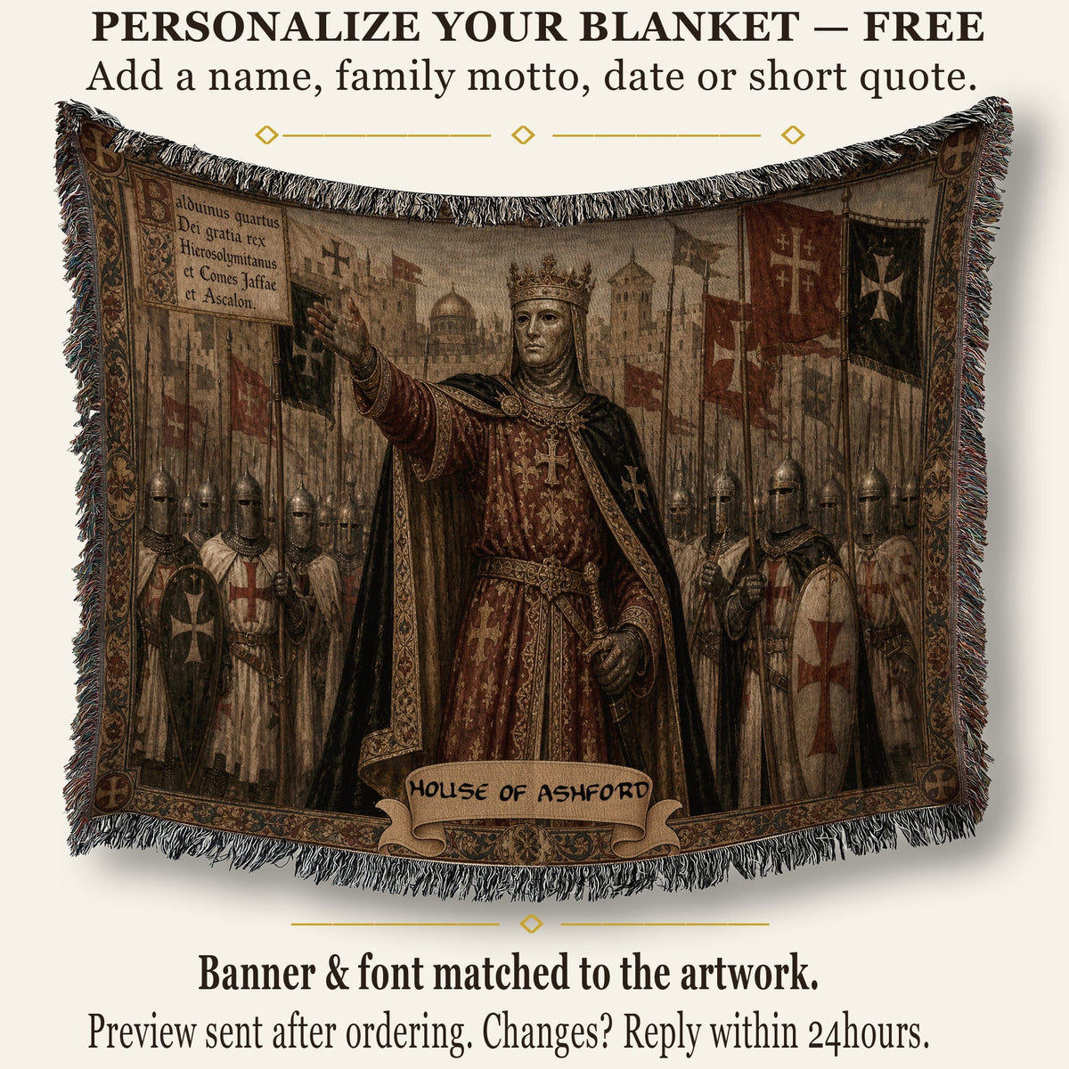 CalmNestStyle Baldwin IV Rex Hierosolymitanus jacquard woven blanket