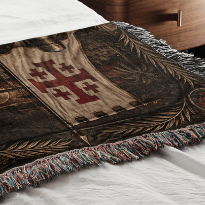 MyDesigns Jerusalem Cross Banners – The Torchlit Gate jacquard woven blanket