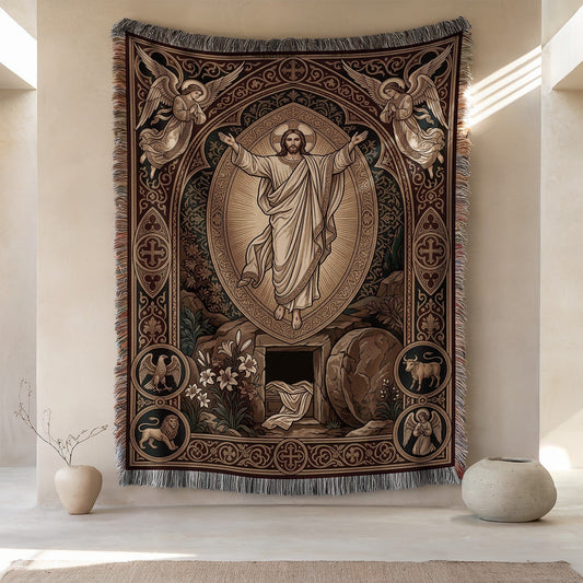 Religious Themed Wall Tapestry with Detailed Artwork