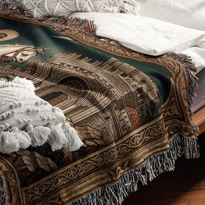 CalmNestStyle Saint George Gilded Icon jacquard woven blanket