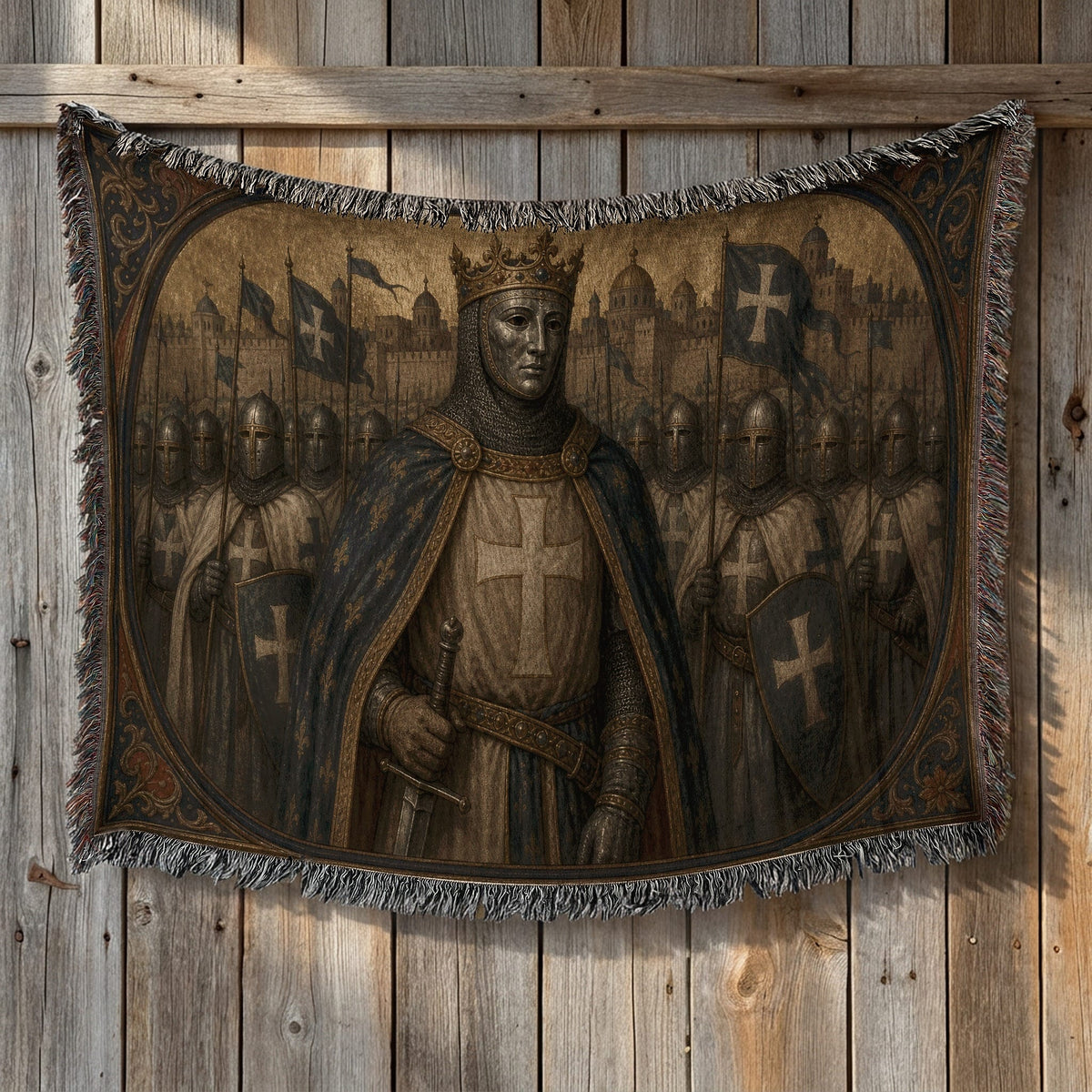 CalmNestStyle Baldwin IV The Crowned King jacquard woven blanket