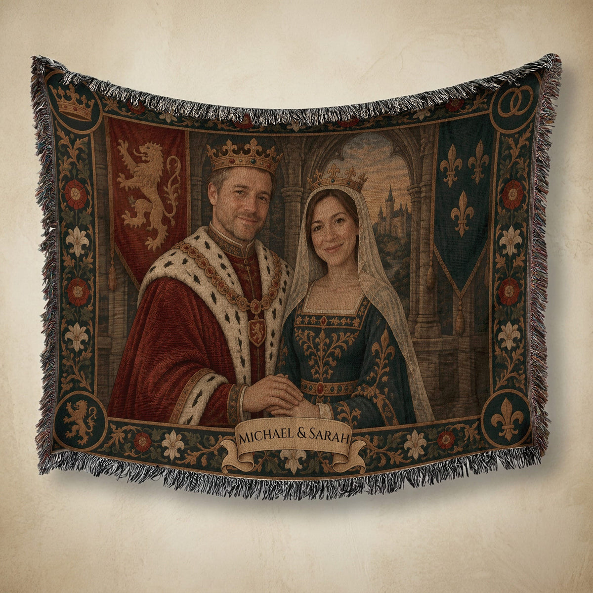 MyDesigns Crowned Together I Your Royal Couple Portrait jacquard woven blanket