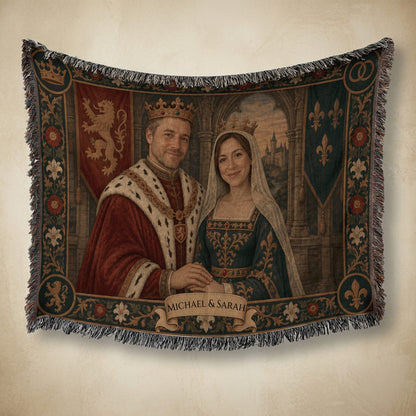 MyDesigns Crowned Together I Your Royal Couple Portrait jacquard woven blanket