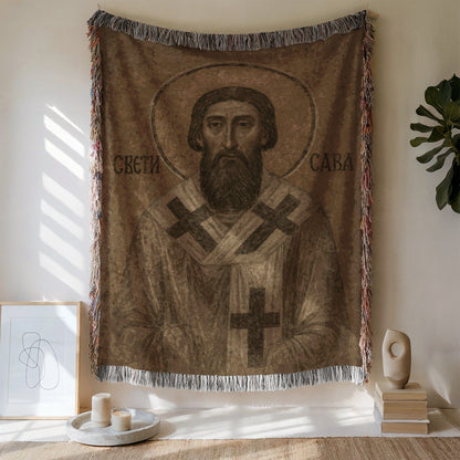 Religious Saint Sava Tapestry Decorative Wall Throw