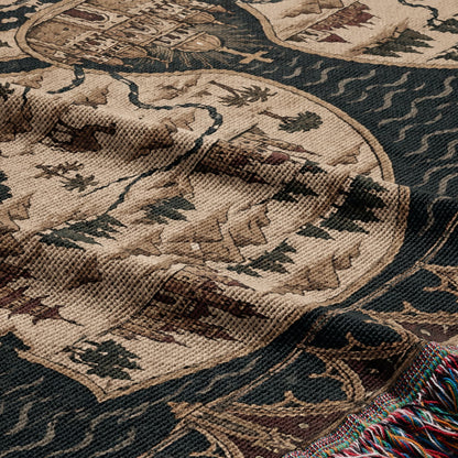 CalmNestStyle Mappa Mundi I Three Continents jacquard woven blanket