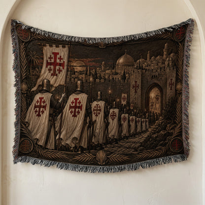 MyDesigns Jerusalem Cross Banners – The Torchlit Gate jacquard woven blanket