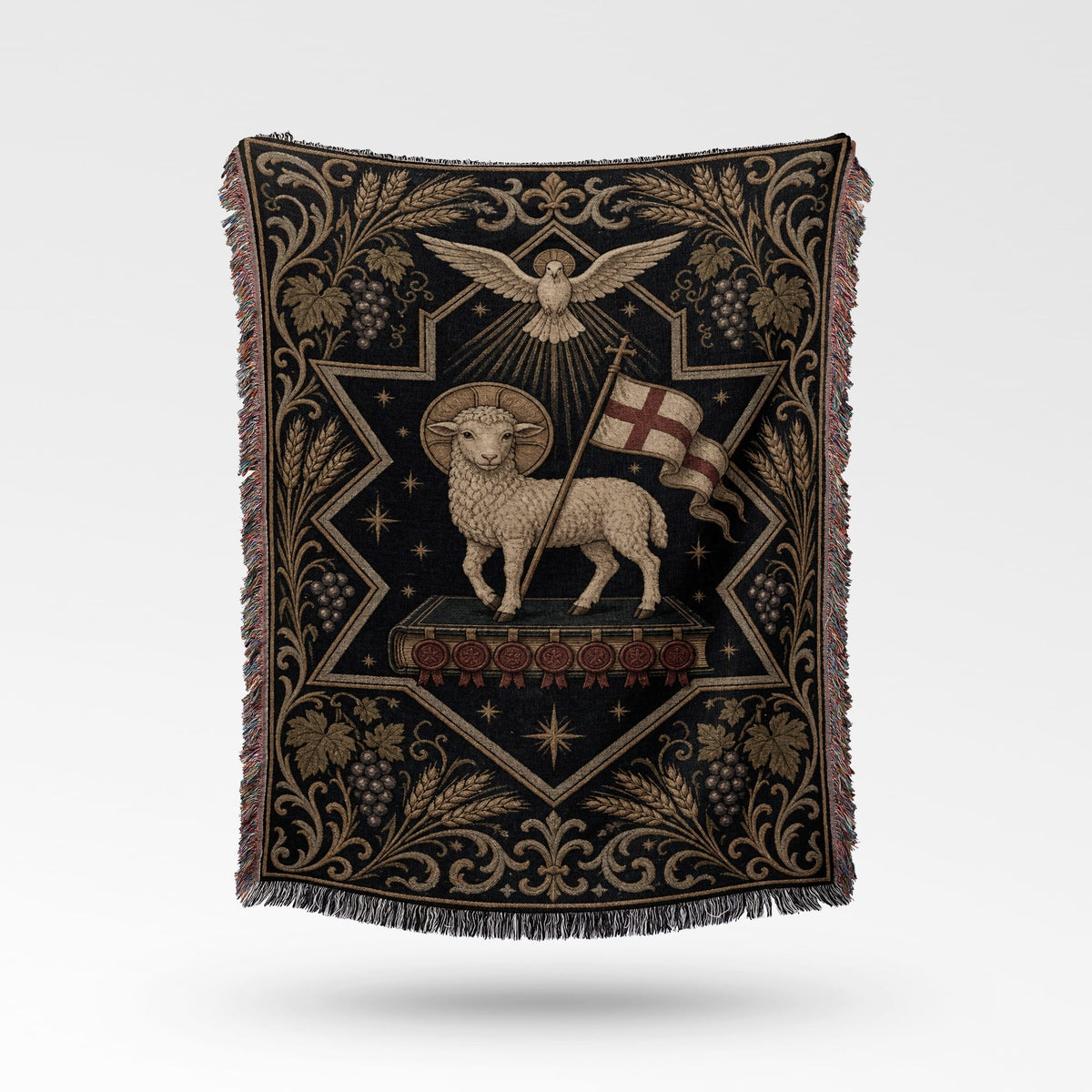 CalmNestStyle Agnus Dei Tapestry Woven Blanket jacquard woven blanket