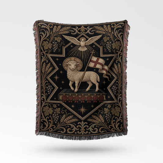 CalmNestStyle Agnus Dei Tapestry Woven Blanket jacquard woven blanket