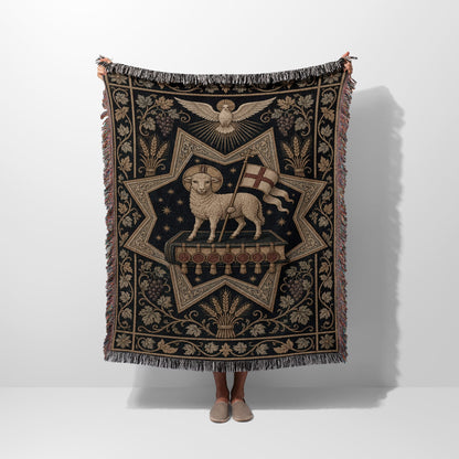 CalmNestStyle Celestial Lamb Iconography Woven Blanket jacquard woven blanket