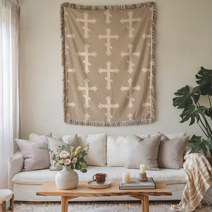 Elegant Cross Design Tapestry for Cozy Home Decor
