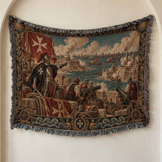 CalmNestStyle Knights of Malta Cannons on the Harbor Walls Woven Blanket jacquard woven blanket