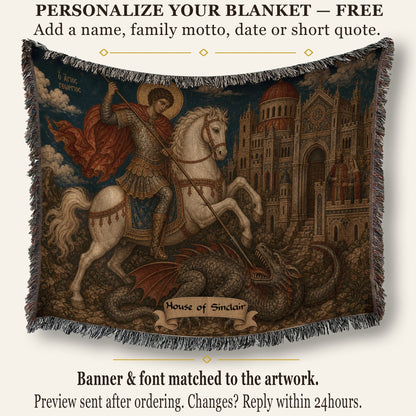CalmNestStyle Saint George Greek Orthodox Icon jacquard woven blanket