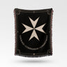Courage Compassion Commitment Maltese Cross Black Woven Blanket
