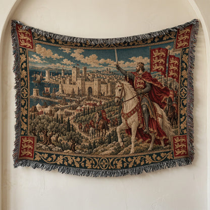 CalmNestStyle Richard the Lionheart Charging jacquard woven blanket