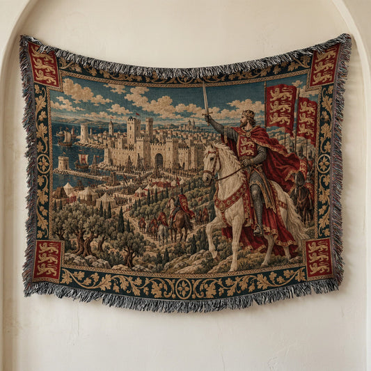 CalmNestStyle Richard the Lionheart Charging jacquard woven blanket