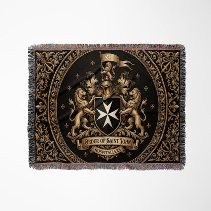 CalmNestStyle Order of Saint John Hospitallers Round Medallion Crest Woven Blanket jacquard woven blanket