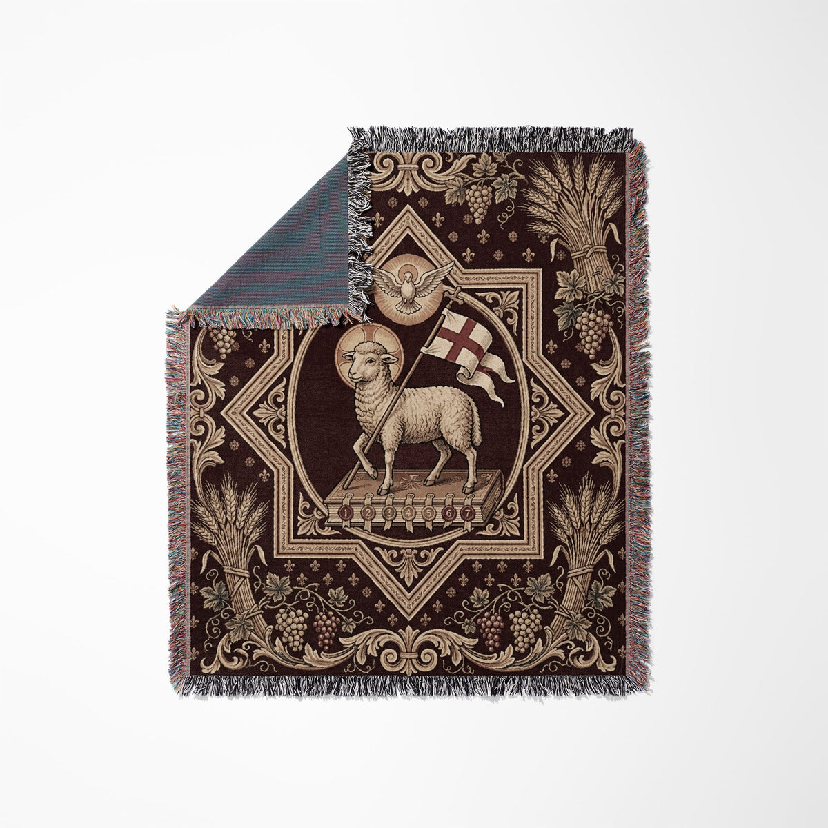 CalmNestStyle Divine Lamb & Dove Woven Blanket jacquard woven blanket