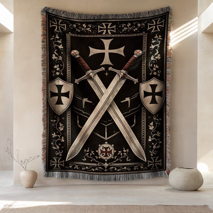 Medieval Sword and Shield Tapestry Wall Hanging Decor
