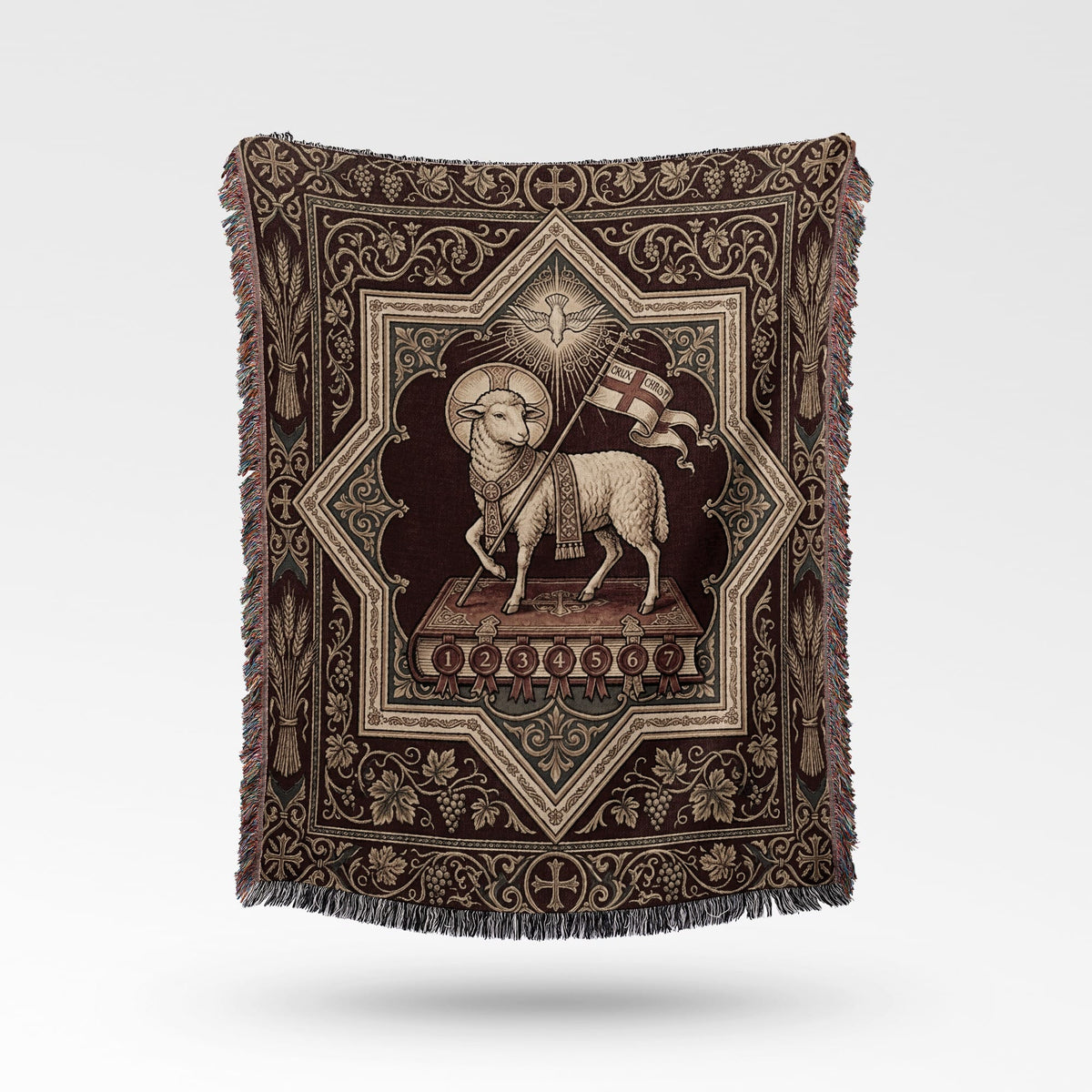 CalmNestStyle Agnus Dei Sacred Art Woven Blanket jacquard woven blanket