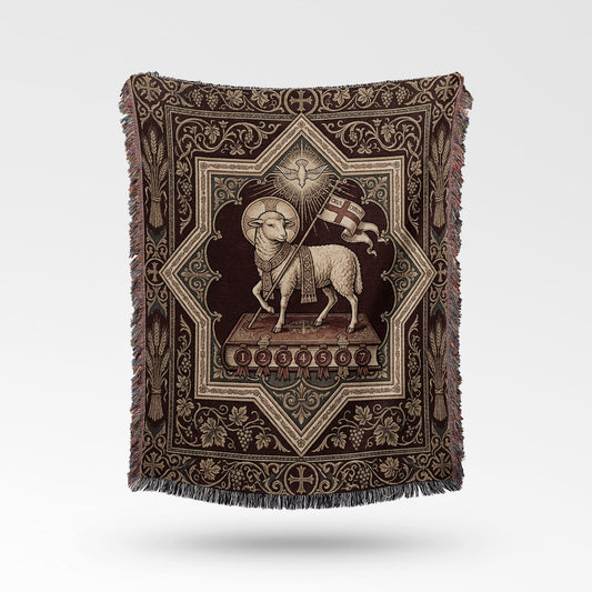 CalmNestStyle Agnus Dei Sacred Art Woven Blanket jacquard woven blanket