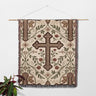 Decorative Cross Vines Flower Ivory Background Orthodox Woven Blanket