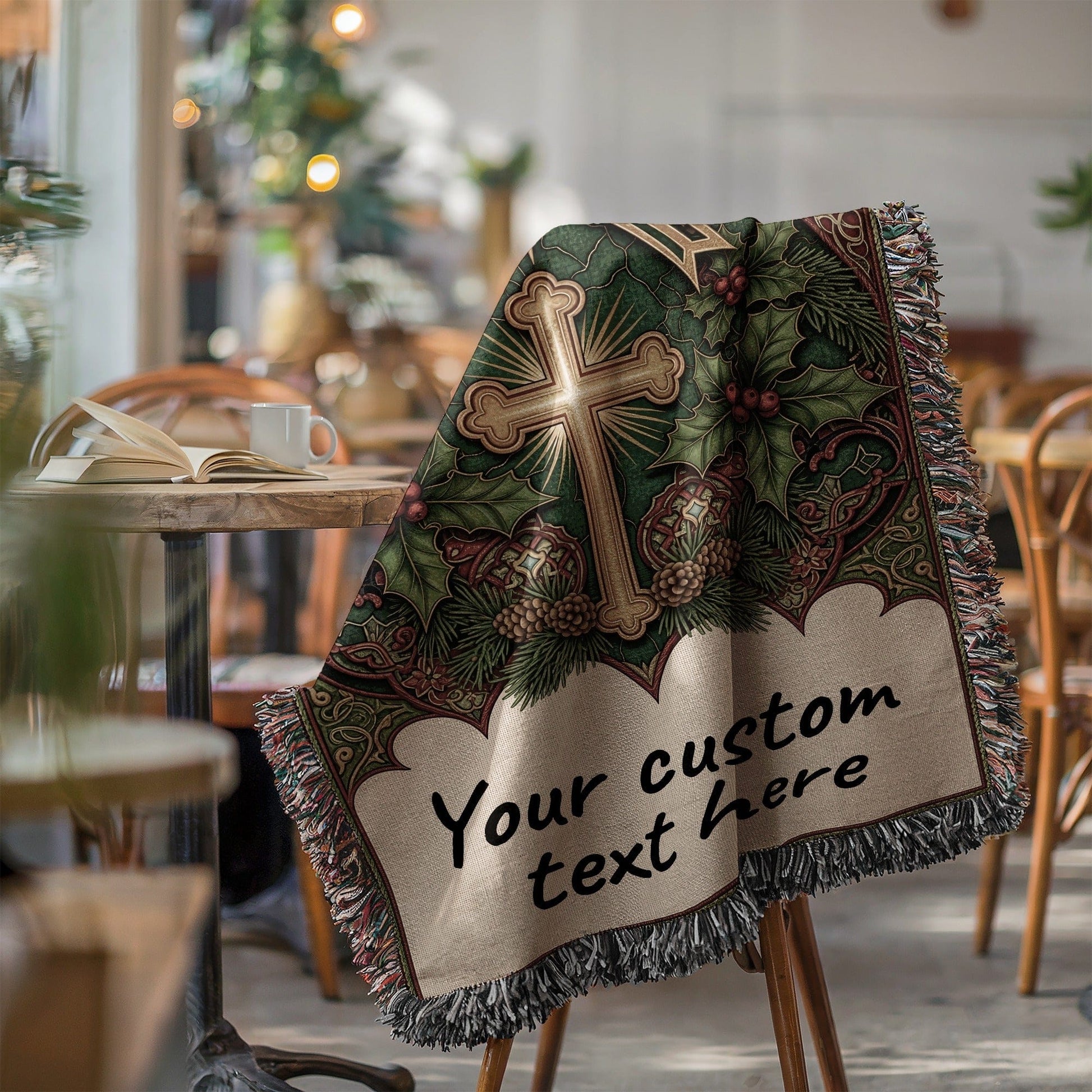 Personalized Christmas Cross Design Blanket