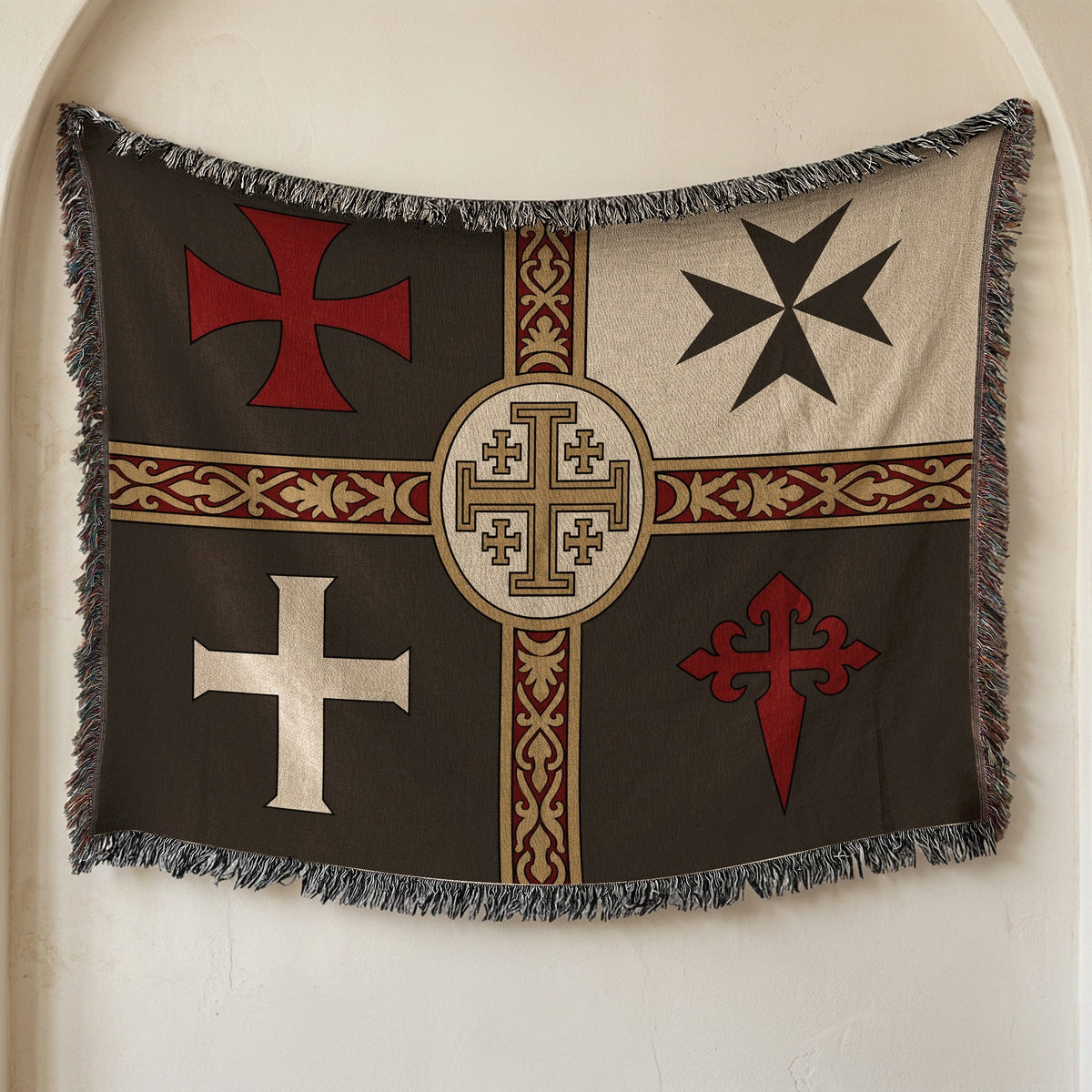 MyDesigns Ancient Orders I Charcoal jacquard woven blanket