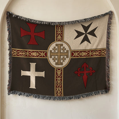 MyDesigns Ancient Orders I Charcoal jacquard woven blanket