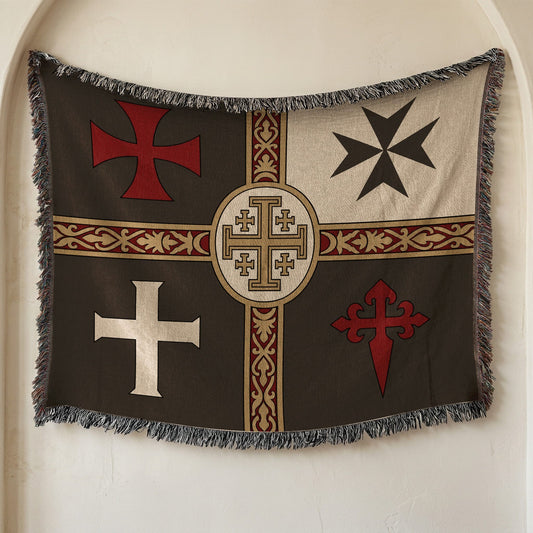 MyDesigns Ancient Orders I Charcoal jacquard woven blanket