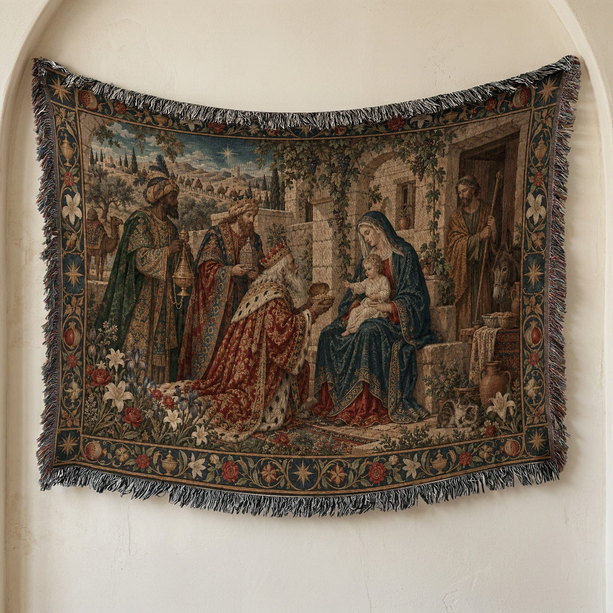 CalmNestStyle The Adoration of the Magi jacquard woven blanket