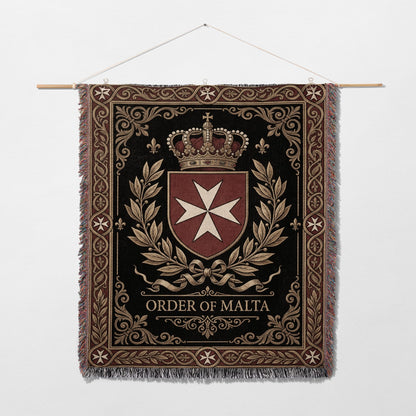 CalmNestStyle Order of Malta Laurel Wreath Crest Woven Blanket jacquard woven blanket