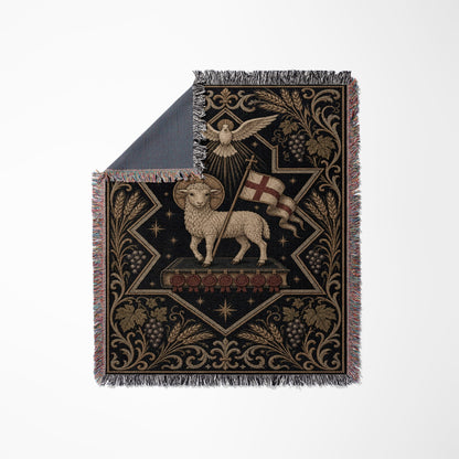 CalmNestStyle Agnus Dei Tapestry Woven Blanket jacquard woven blanket