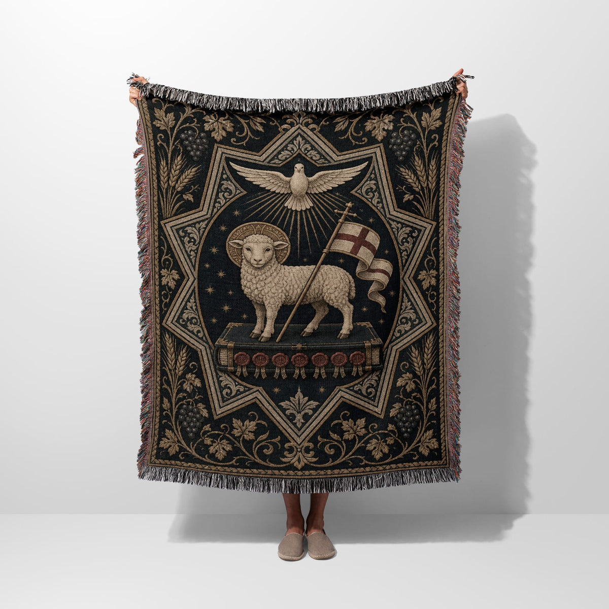 CalmNestStyle Divine Lamb Tapestry Woven Blanket jacquard woven blanket