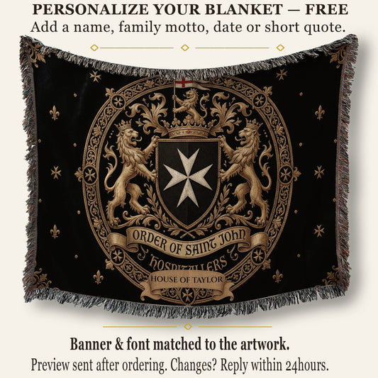 CalmNestStyle Order of Saint John Medallion Crest Red Cross Flag Woven Blanket jacquard woven blanket