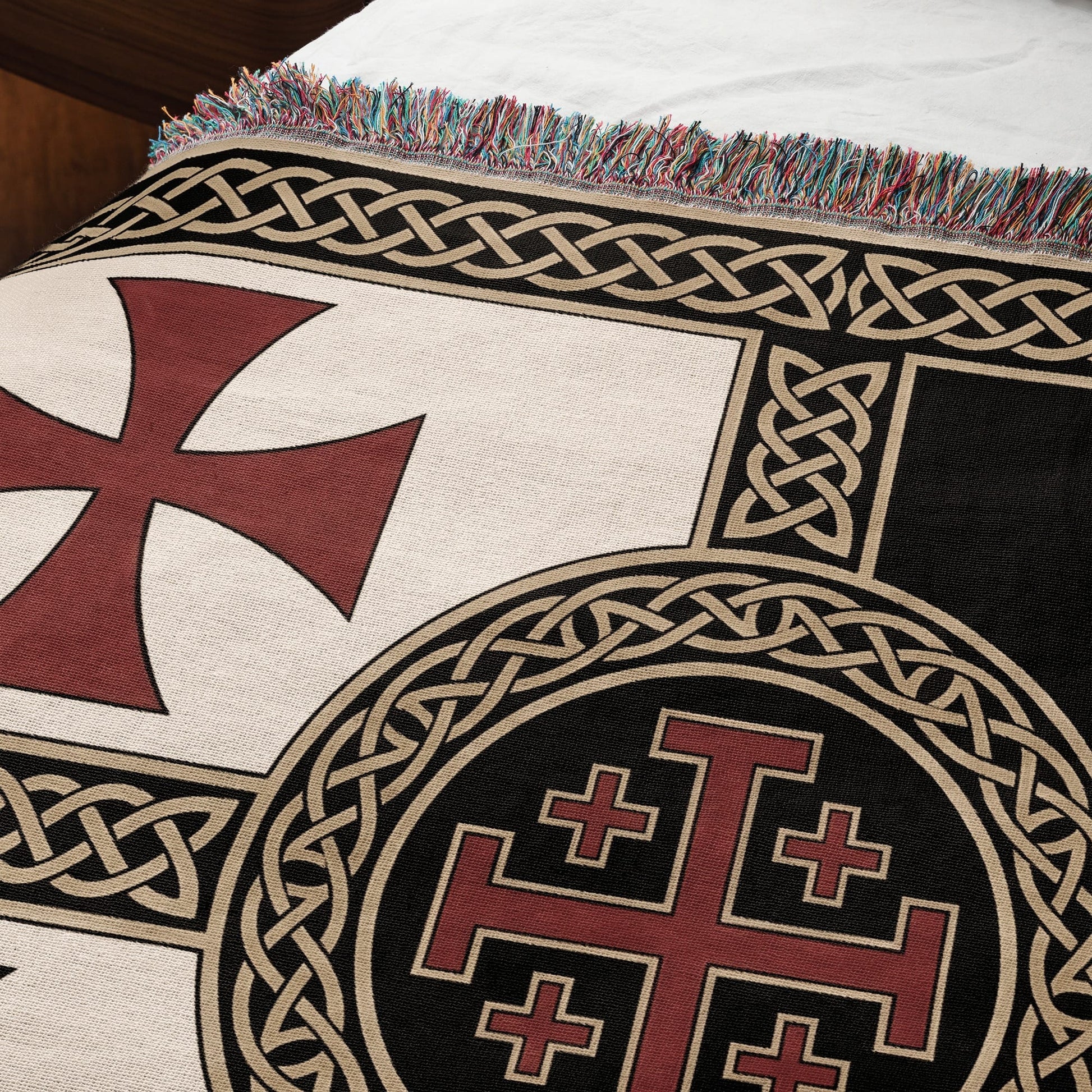 MyDesigns Medieval Tapestry Blanket – Order of Santiago & Crusader Orders Woven Throw jacquard woven blanket