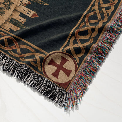 CalmNestStyle Crusader Jerusalem Round Map I Golden Sky jacquard woven blanket