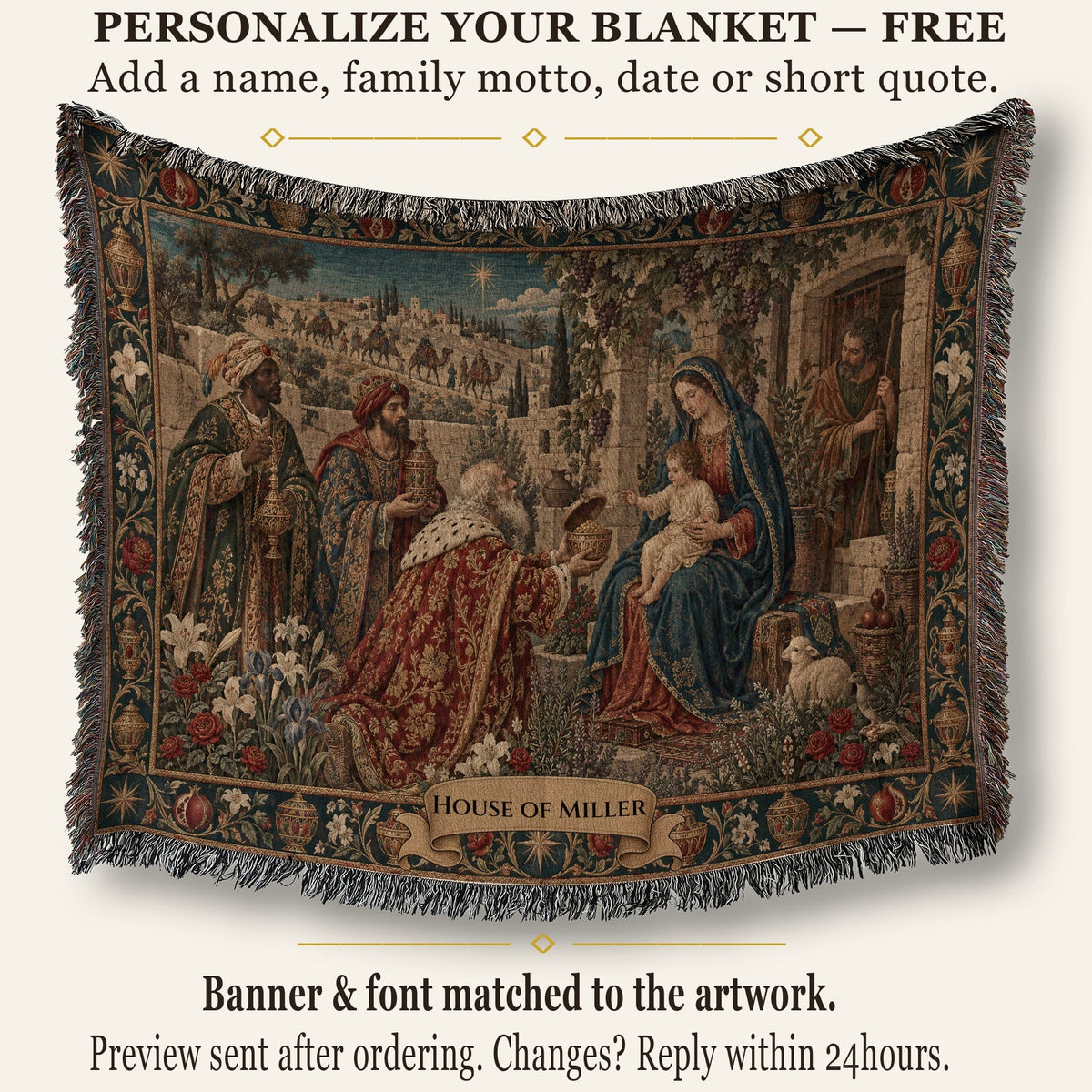 CalmNestStyle The Three Kings jacquard woven blanket