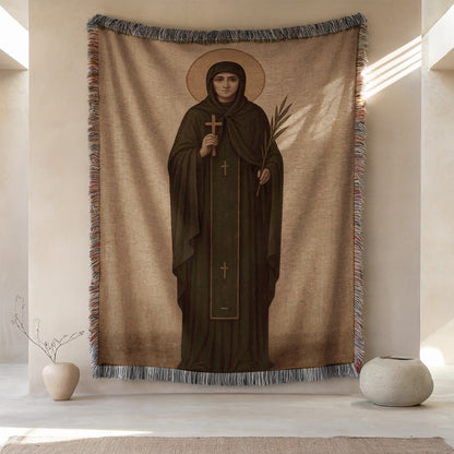 Artistic Woven Wall Tapestry with Saintly Design