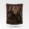 King Baldwin On The Horse With Crowd In the Background Baldwin IV Woven Blanket