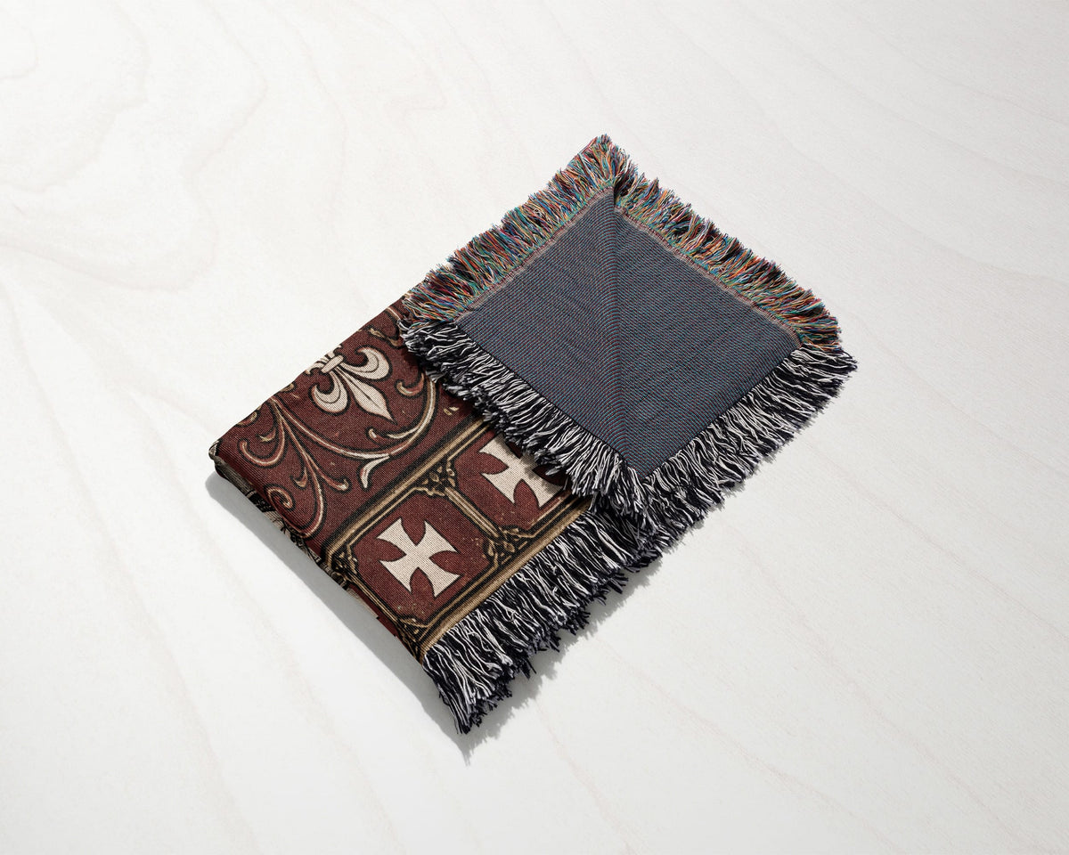 MyDesigns Medieval Knight Tapestry – Templar & Hospitaller Knights Duel Woven Blanket, Santiago Shield jacquard woven blanket