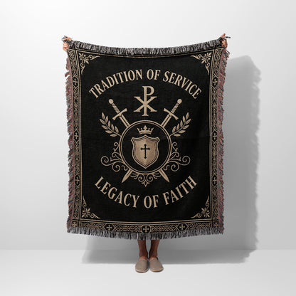 CalmNestStyle Tradition of Service Legacy of Faith Chi-Rho Woven Blanket jacquard woven blanket