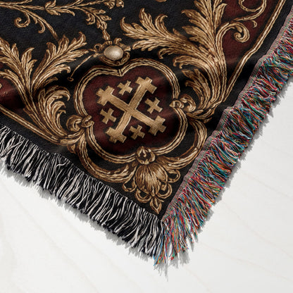 CalmNestStyle Order of Jerusalem Crest I Royal Navy jacquard woven blanket