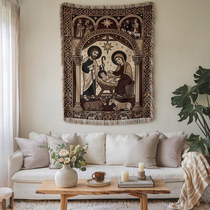 Beautiful Nativity Scene Tapestry Wall Art For Your Home