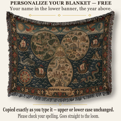 CalmNestStyle Mappa Mundi I Angels of Sun and Moon jacquard woven blanket