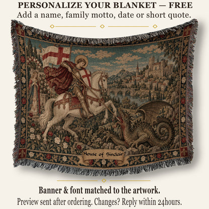 CalmNestStyle Saint George Under the English Flag jacquard woven blanket