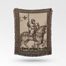 Crusader Knight on Horseback with Flag Templar Woven Blanket