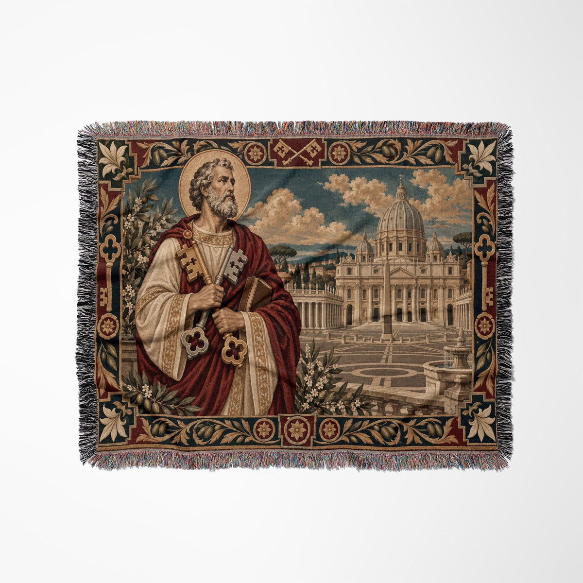 CalmNestStyle Saint Peter Prince of the Apostles jacquard woven blanket